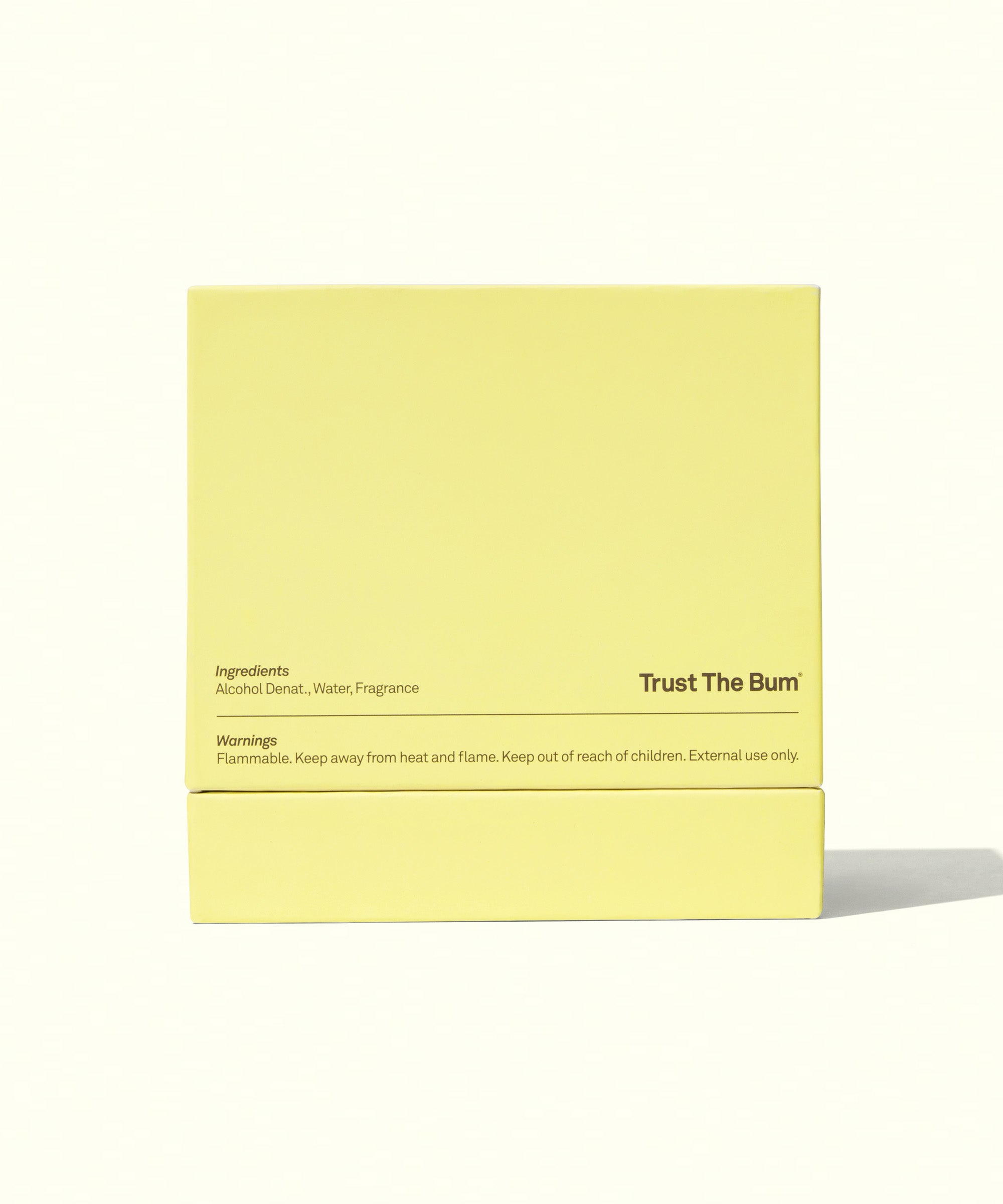 Yellow packaging of Sonny No. 101 fragrance with ingredients and warnings text by Sun Bum