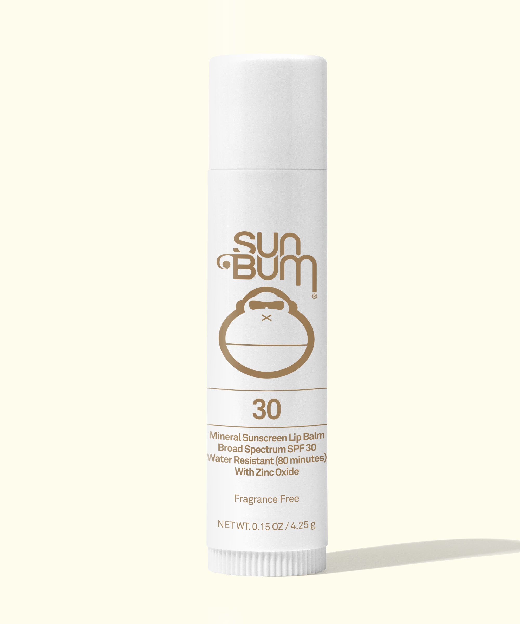 Sun Bum lip balm tube on a white background
