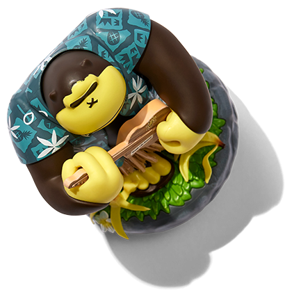  novelty item with a chocolate and yellow design on a white background